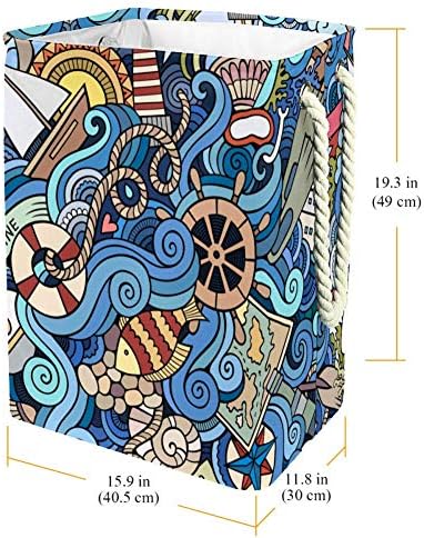 Нехомер Цртан Филм Шема На Бранови Тркала ВО Морски Стил 300д Оксфорд Пвц Водоотпорна Облека Ја Попречува Големата Корпа За Перење За Ќебиња
