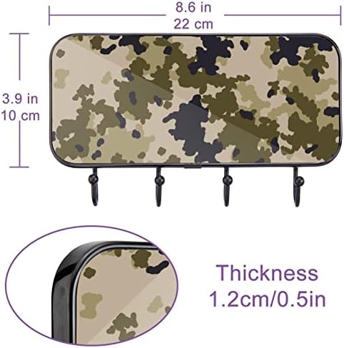 Муум Клучни Куки Боја Камо Воена Маскирна Шема Држач За Клучеви За Ѕид Декоративен со 4 Куки За Клучеви Закачалка За Палто, Закачалка За Чанта,