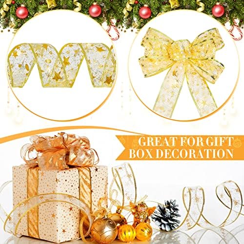 4 парчиња Божиќни ленти за елка и предводени светла за лакови на новогодишни елки Божиќни украси злато светло Божиќни ленти лакови