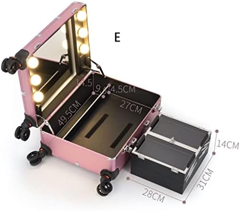 ЗЛКСДП Пинк Шминка СЛУЧАЈ ПРЕДВОДЕНА Светлина Козметика Патување Случај Багаж Складирање Кутија Со Алатки Убавина Дама Ноктите Уметност Тетоважа