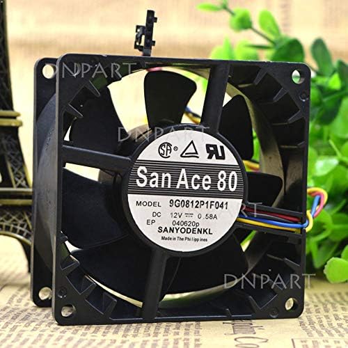 DNPART компатибилен за SAN ACE 80 12V 0.58A 9G0812P1F041 4-жица 8cm 8038 вентилатор за ладење вентилатор
