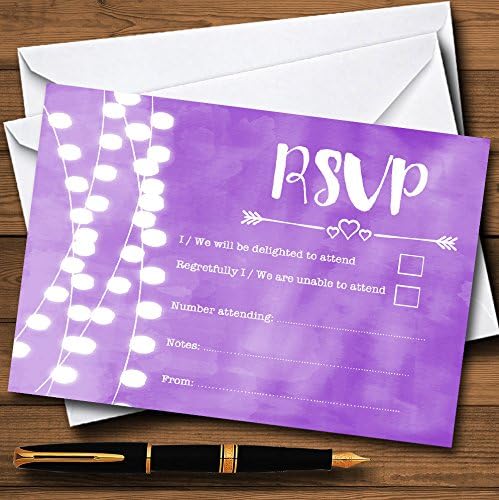 Виолетова И Светла Акварел Персонализирани RSVP Картички