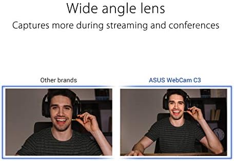 ASUS Webcam C3 1080P HD USB Камера-Микрофон За Формирање Зраци, Прилагодлив За Навалување, Ротација Од 360 Степени, Широко Видно Поле,