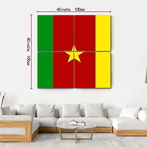 Ерго плус Камерунско знаме wallидна уметност Зачудувачка истегната сликарство подготвена да се обеси за домашен декор - Совршен за дневна
