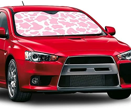 Foruidea розова крава печатење автомобил шофершајбна Sun Shade Auto Sunshade за автомобил камион SUV-Blocks Rays Sun visor заштитник-чувајте