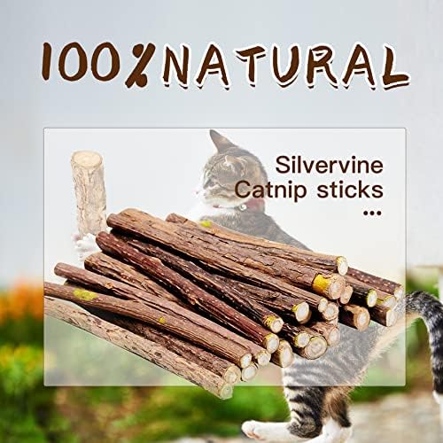 Icolorsky 20pcs Silvervine Sticks Природни, органски, матабиски стоматолошки стапчиња, мачки играчки, стап за џвакање со мачки,