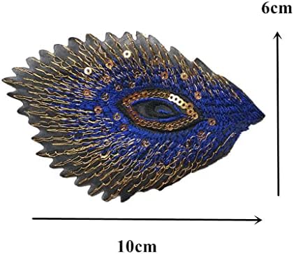 Pdgjg 10pcs темно сина феникс секвентирана мрежа извезена шива железо на закрпи значки DIY апликации