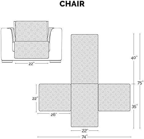 Furhaven Стол Slipcover Водоотпорен &засилувач; Нелизгачки Ватиран Шепа Печати Мебел Заштитник Покритие, Перат-Еспресо, Стол