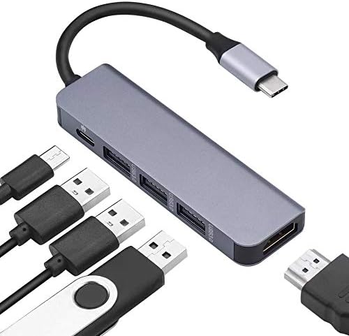USB Тип C Hub 5-во-1 USB C Адаптер СО 4K USB C ДО HDMI, USB3. 0 СО 5gb Пренос На Податоци Компатибилен Со Тип c лаптопи