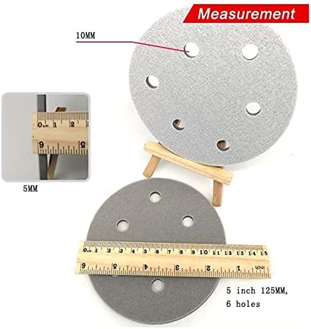 Полиција на метална полиција од метал 12 парчиња 5-инчен 125мм 6-дупки шкурка сунѓер шкурка за пескачки диск куки и прстени 300-3000 груби