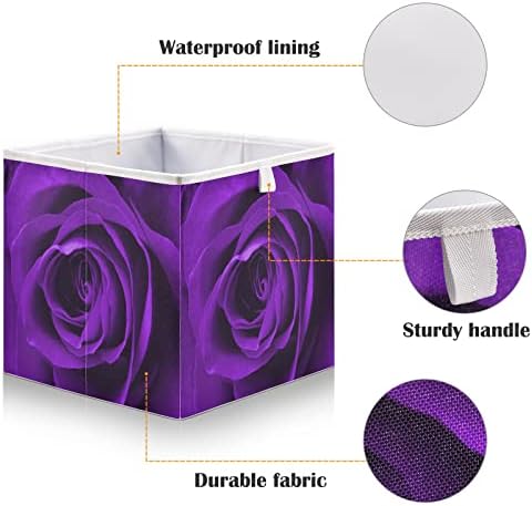Кигаи Виолетови Корпи За Складирање Рози, 16х11х7 Во Корпи За Складирање Ткаенини Што Се Склопуваат Организатор Правоаголна Кутија За Складирање
