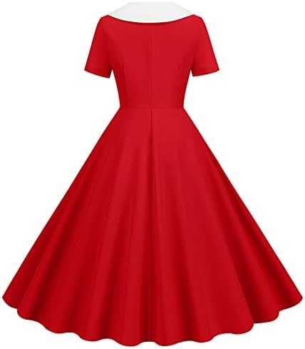 Миашуи мини фустан случајна летна надворешна трговска експлозија женски v врат кратка ракав цврста боја ретро облечена за