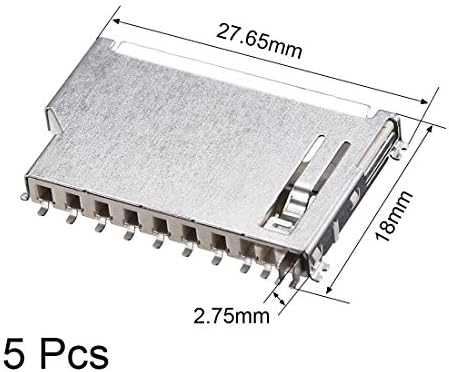 uxcell Sd Мемориска Картичка Сокет Кратко Тело 11 Пин Пхб Монтирање Конектор 5 парчиња