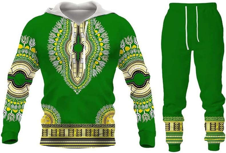 Remhumhai африкански ретро печатени дуксери за џемпери во маички поставени африкански ретро -шема тренер/пулвер/панталони костум