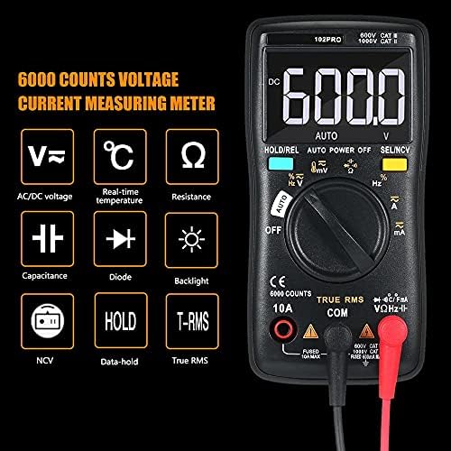 KXDFDC RM102PRO Автоматски мултиметар 6000 брои назад светлина AC/DC Ammeter Voltmeter Diode отпорност на капацитивност Температурен