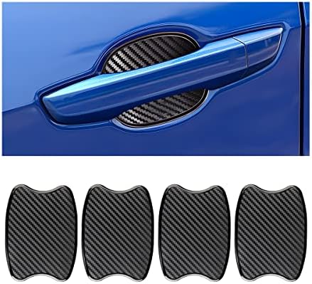 4 парчиња налепници на вратата на вратата на автомобилот, 3Д јаглеродни влакна Текстура за автоматска врата за заштита на вратата, заштитниот