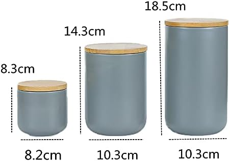 Еднопински Комплет од 3 Контејнери За Кафе Херметички, Керамички Кујнски Канистри Со Капак Од Бамбус, Тегла За Складирање Храна За Чај Шеќер