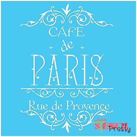 Cafe de Paris Elegant Stencil DIY мебел и wallиден знак Најдобро винил големи матрици за сликање на дрво, платно, wallид, итн. Мултипак