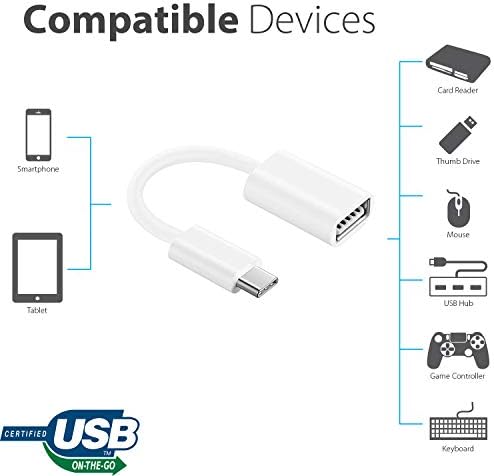 Big-E OTG USB-C 3.0 адаптер компатибилен со Samsung Galaxy S20 Plus за функции со повеќе употреба, како што се тастатура, погони за палецот,