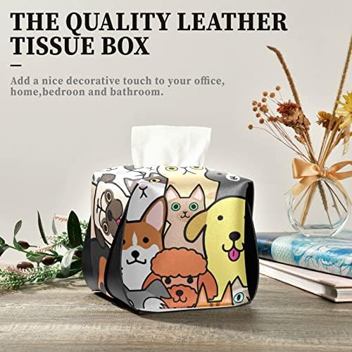 Doodle Dogs Cats Tissue Tissue Cover Правоаголен кожен држач за ткиво на кутии со рачка диспензерот за ткиво на лицето за додатоци за бања