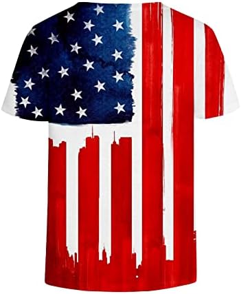 Американско Знаме Печатени Маици За Жени, 2023 Патриотски Врвови 4 јули Летна Блуза Краток Ракав V Вратот Маица