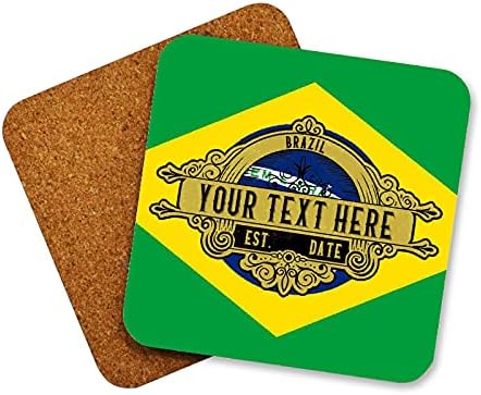 Персонализирани Бразил Знаме Бар Тркач Мат, Појавување На Шишиња Отворач и 4 х Пијалаци Подлога Подарок Сет-Бразилски Домашен Бар Додатоци