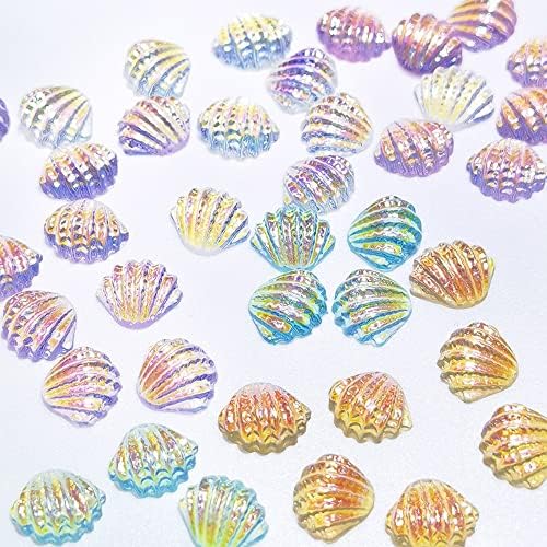 Аурора плажа школка за нокти украси 20 парчиња океан сирена кристал делови од школки каваи мини морски кончоци со прсти на прсти - украси