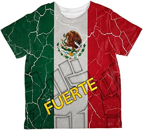 Цинко де мајо Мексико Фуерте силно мексиканско знаме низ целата маица за мали деца