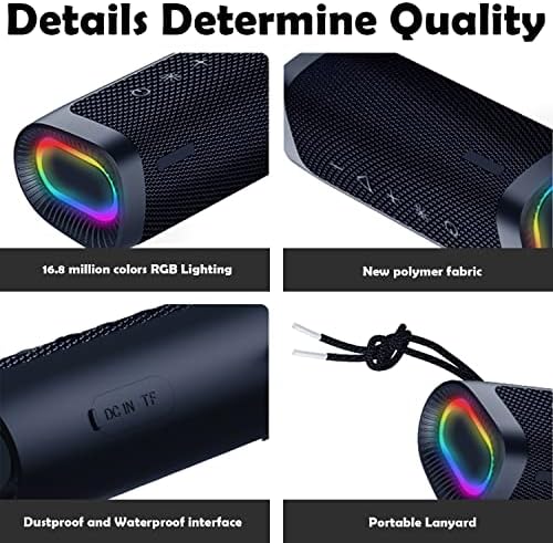 Преносни Bluetooth звучници водоотпорни IPX6 - LED RGB светла - Подобрено бас - одлично за телефони, таблет, лаптоп, мобилен телефон, пешачење