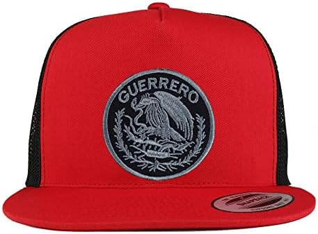 Трендовски продавница за облека Преголема XXL Guerrero Mexico Patch 5 панел Flatbill Trucker Cap