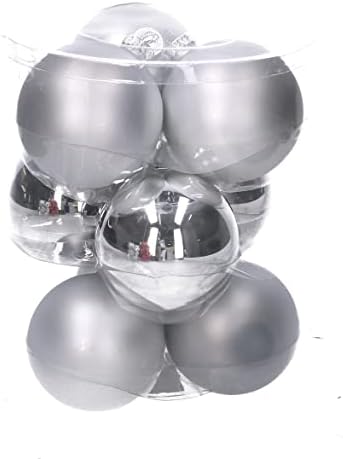Пакет од 9 класични сребрени стакло Божиќни божици со дијаметар од 8 см.