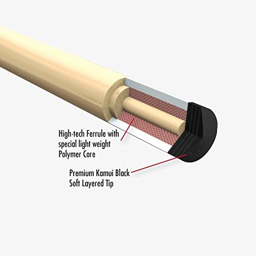 Curex Technology Pool Cue со ниска вратило за отклонување, црна боја на Kamui, MZ мулти-зона зафат, прилагодлива тежина и турбо заклучување