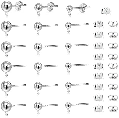 925 Стерлинг Сребрена Топка Пост Обетка Обетка Постави 18 Парчиња Топката Пост Обетка Обетка Обетка Со Затворена Јамка 22 Парчиња Пеперутка