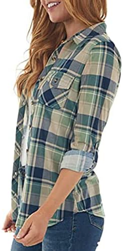 Обезбедена женска плиада блуза обична лесна лесна дише долга ракав кошула гроздобер кошула модна решетка мода решетка