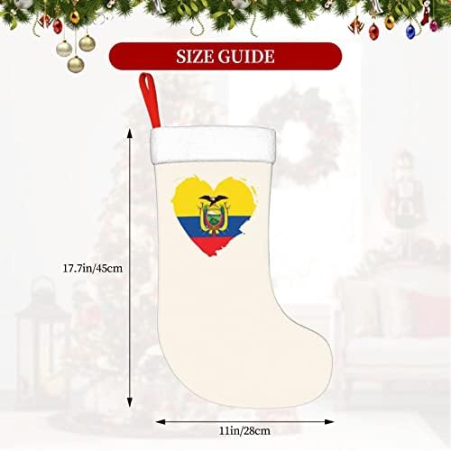 QG ZZX Ecuador Flag Heart Hearthristrat Christmor Stocking Xmas Chodsplace Камино виси чорап 18 инчи Декорација на одмор
