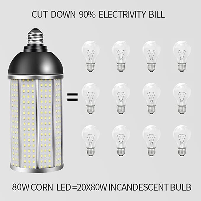 Отаи ПРЕДВОДЕНА Сијалица Гаража Сијалица Пченка Супер Светла 80W [800w Еквивалент], 8000 ЛУМЕН E26 LED Сијалица, Дневна СВЕТЛИНА 5000K ЗА Внатрешна