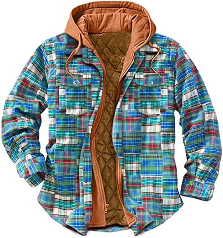Ubst Mens Sherpa Fleece Casual Claid Cooped јакни лабави наредени патенти со лаптопи зимски топло дебели качулки палта