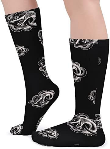 Weedkeycat наложи змија дебели чорапи новини смешни печатени графички обични топло средно цевки чорапи за зима
