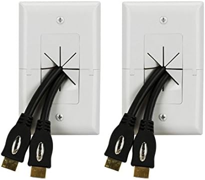 DataComm Electronics 45-0017-La-2PK СПЛИТ СТИЛ ТВ Плоча Со ФЛЕКСИБИЛНИ AV/HDMI Кабел Помине-Преку-Лајт Бадем