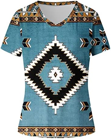 Кошула со блуза за дами есен лето 2023 година моден краток ракав памучен екипаж врат v вратот графички бренд блуза 2H