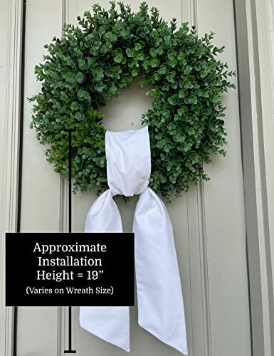 Ешли Лорен бел венец за венци од дрво - декор на влезната врата - празно појас