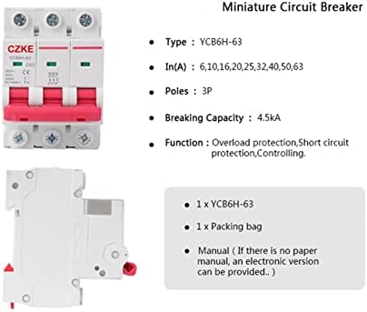 BNEGUV 1P/2P/3P MINIATURE CIRCUIT BREAKER MCB DIN RAIL MONT CAPTION CAPATION 6A/10A/16A/20A/25A/32A/40A/50A/63A