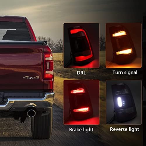 Fione-for Dodge RAM 1500 Склопување на опашката 2019-2022 Црвени LED задните ламби без откривање на слепите места, десно од задното светло