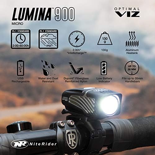 Lumina Micro 900 Front Bike Light LED USB -отпорен на вода отпорен на вода, планински пат, патување во градски велосипедизам безбедност фенерче