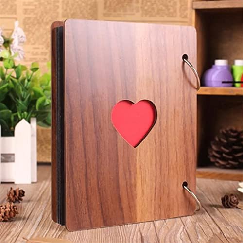 Tfiiexfl 6 Zoll Fotoalbum Wachstum Holz Abbeckung Familie Speicher Gedenk Handwerk Jahrestag diy geschenk liebe herz decor