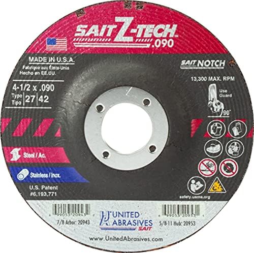 Обединети абразиви SAIT 20945 6x.090X7/8 z-tech со високи перформанси за намалување на тркалата, 25 пакувања