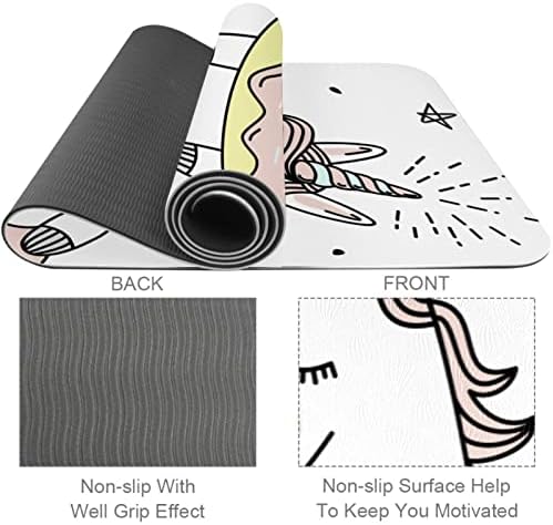 Wxvovxw јога мат 72 x 24 Елие во еднорог Еко пријателски не -лизгачки фитнес вежба за пилатес и вежби за подот