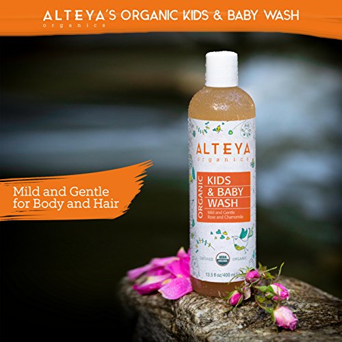 Alteya Organics Kids & Baby Wash USDA овластена органска нега на бебиња, 13,5 fl oz/400 ml Благ и нежно чистење и шампон