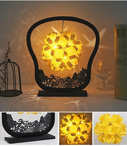Klhhg diy хартија кинеска ламба за фенер со светло LED блескава цветна светлина средна есенска нова година креативни фестивали за подароци