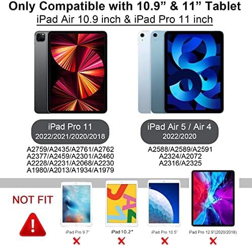Grifobes за iPad Air 5 -та/4 -та генерација случај 2022/2020 10.9 “, за iPad Pro 11 инч 2022/2021/2020/2018 Тешкиот шок -шок -отпорен солиден
